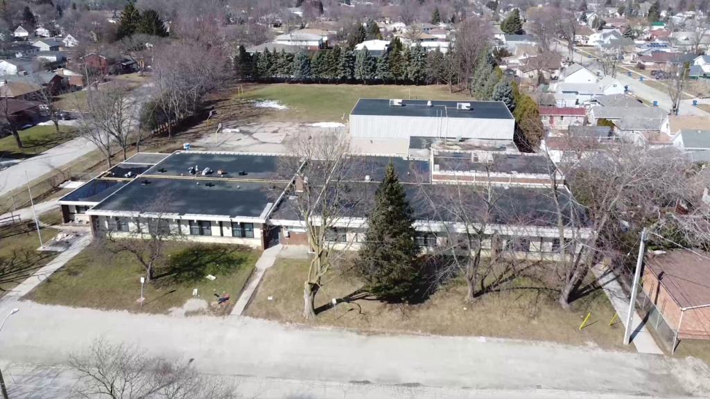 In the photo, an aerial view of the former St. Agnes Catholic School property, 55 Croydon Street, Chatham.