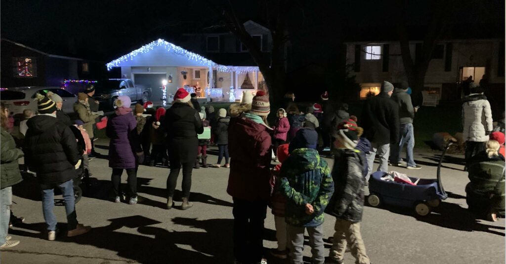 Carol singers spread Christmas joy throughout the neighbourhood.