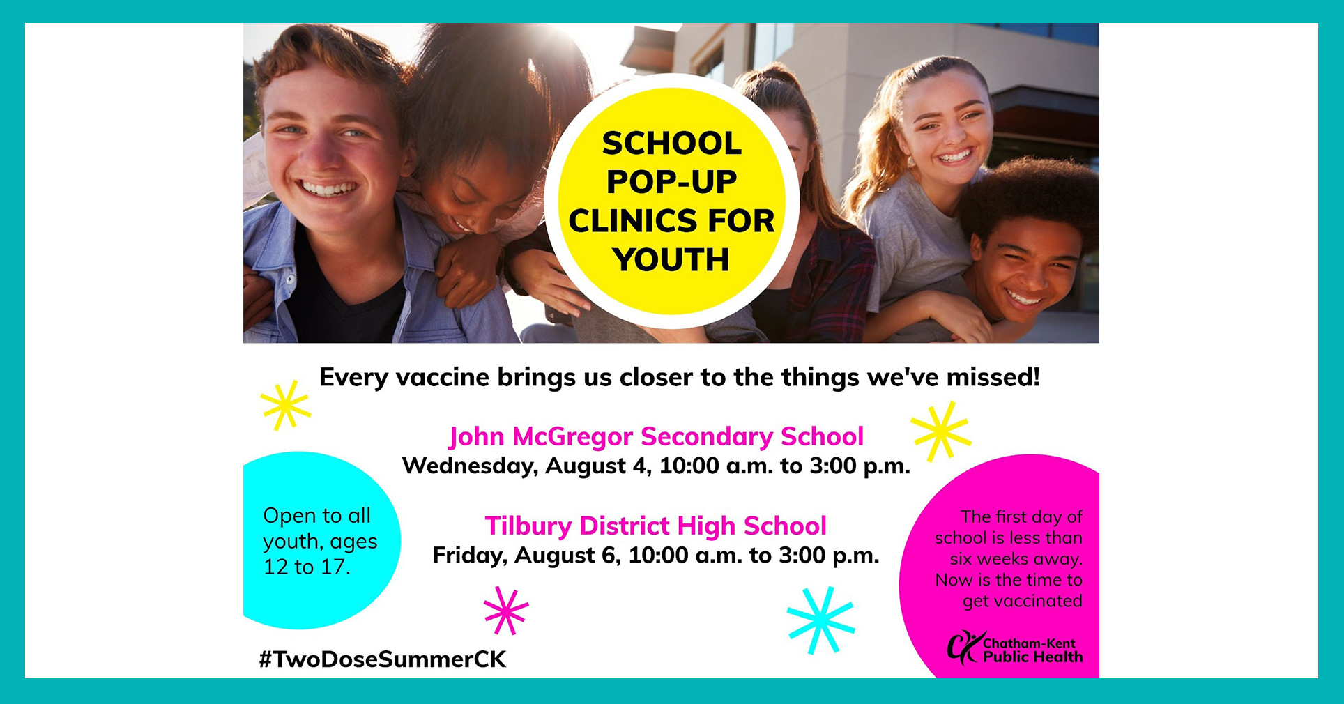 Important Information from CK Public Health Regarding COVID-19 Vaccines for 12 to 17-Year-Olds