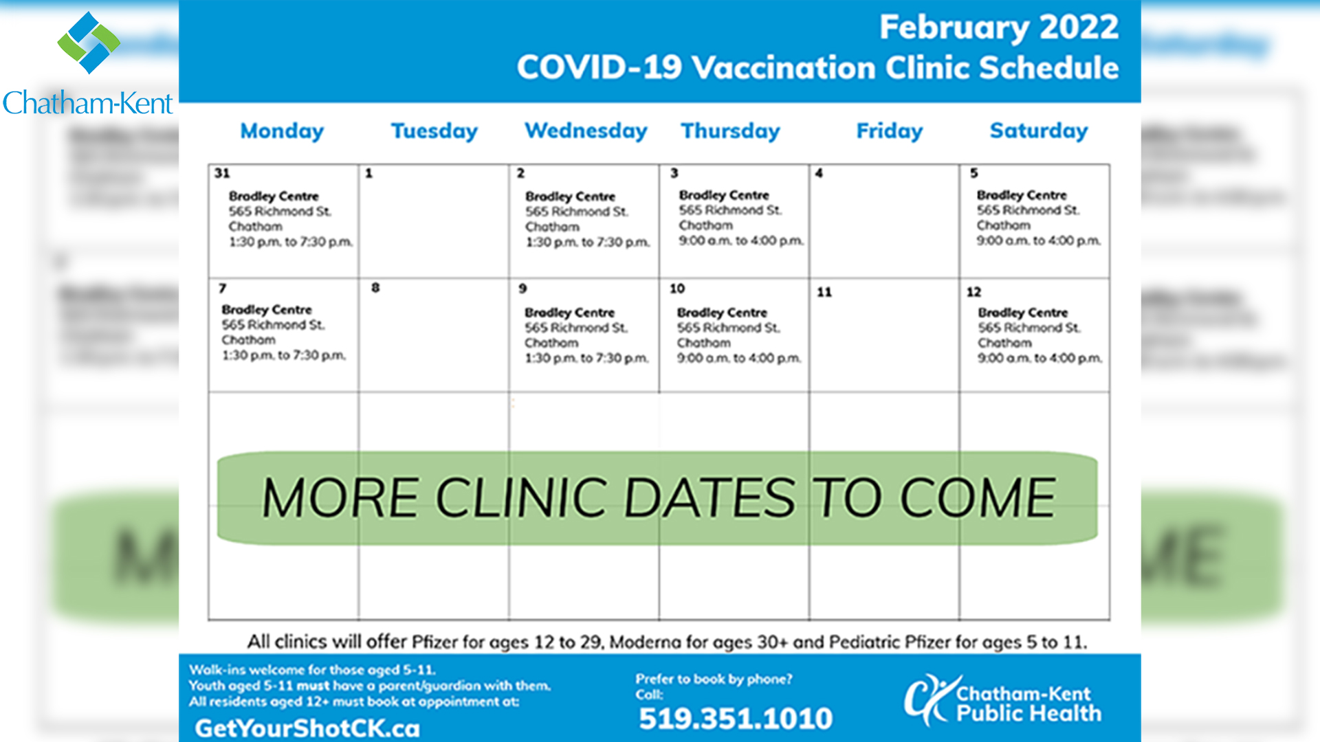 Important Information from CK Public Health Regarding COVID-19 Vaccination Clinics for 5 to 11 Year Olds
