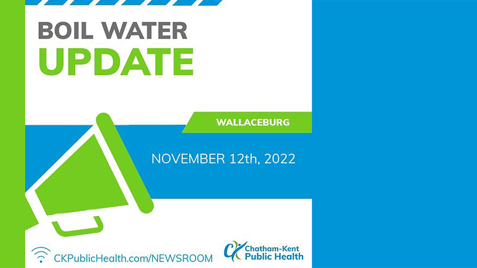 UPDATE – SATURDAY, NOVEMBER 12:  Wallaceburg Boil Water Advisory Lifted