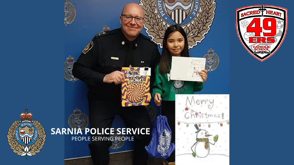 Sacred Heart Sarnia Student Designs Christmas Card for Sarnia Police Service