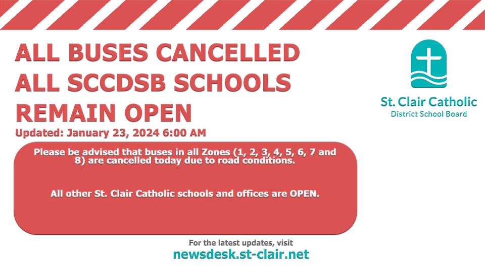 All Buses Cancelled Today – All Schools Open, KinderSTARt Events Cancelled