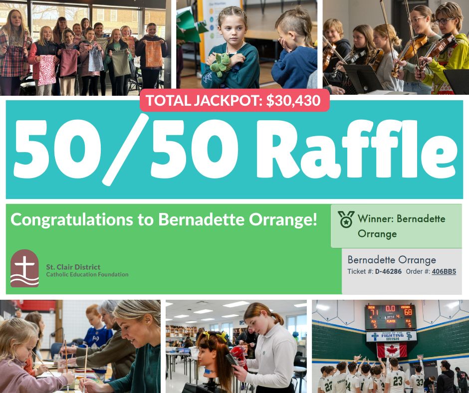 Congratulations to Bernadette Orrange, Winner of the 50/50 Raffle for Schools!